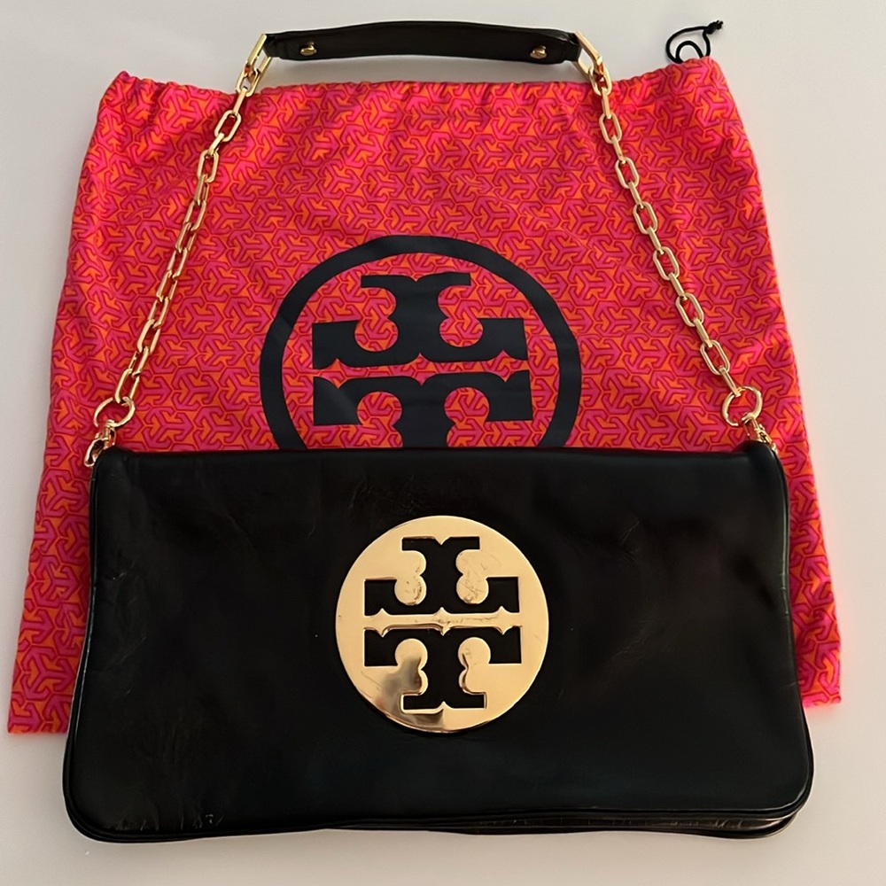 TORY BURCH black leather shoulder bag